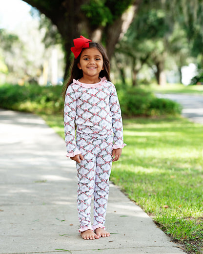 Holiday Garland And Ballet Slipper Knit  Pajamas