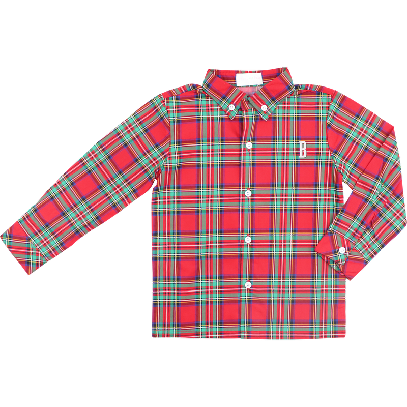 Red And Green Plaid Button Down Polo