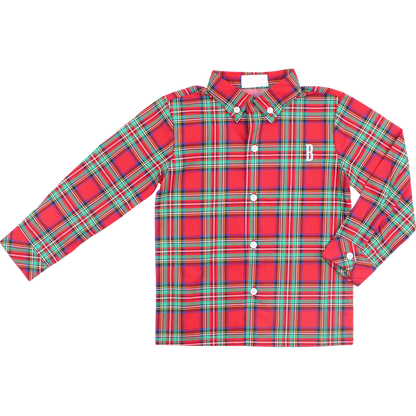 Red And Green Plaid Button Down Polo