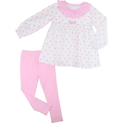 Pink Knit Hearts Legging Set