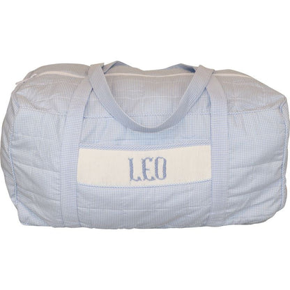 Blue Gingham Custom Smocked Duffel Bag