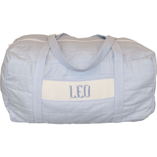 Blue Gingham Custom Smocked Duffel Bag