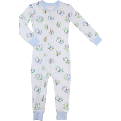 Blue Gingham Peter Rabbit Knit Zipper Pajamas