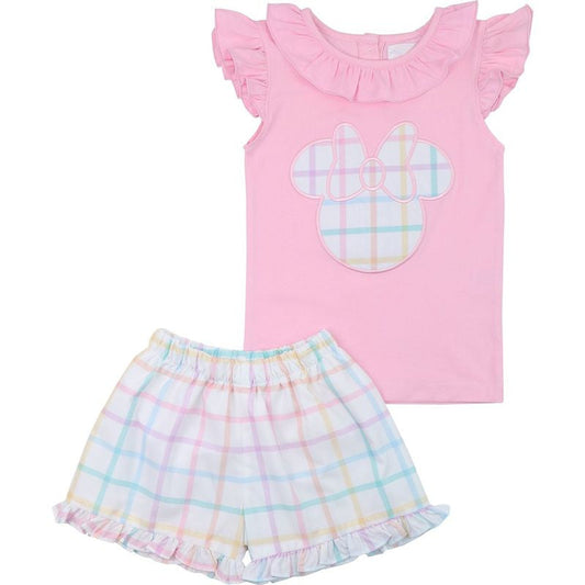 Pastel Windowpane Check Mouse Ears Short Set