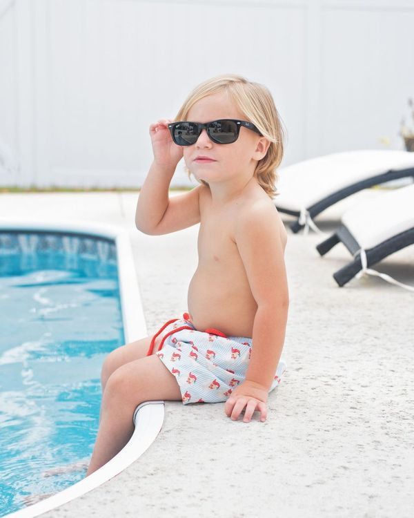 Blue Stripe Santa Swim Trunk