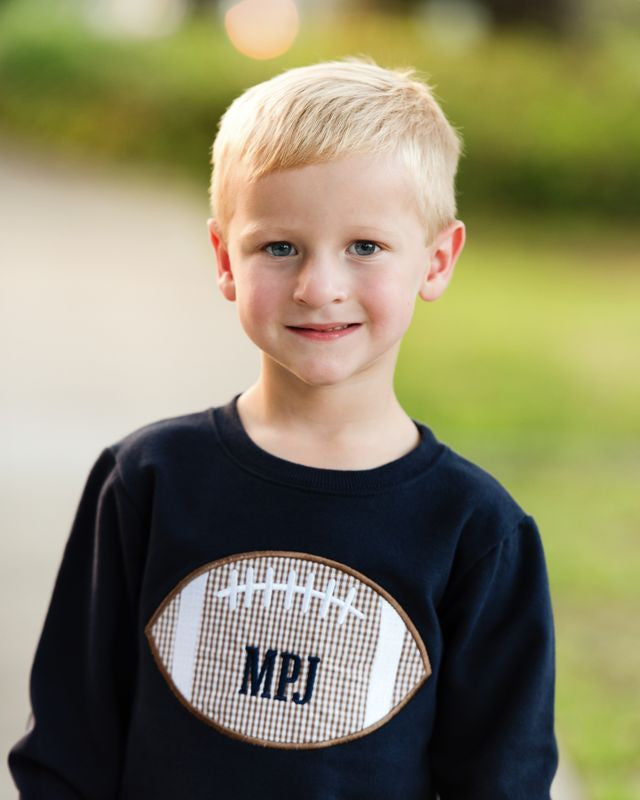 Navy Applique Football Sweatshirt