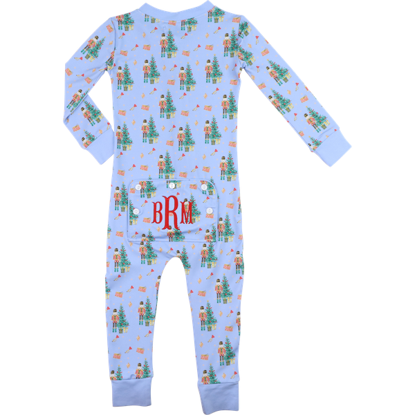 Blue Nutcracker Knit Zipper Pajamas