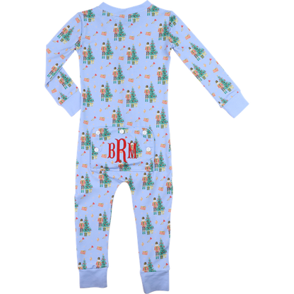 Blue Nutcracker Knit Zipper Pajamas