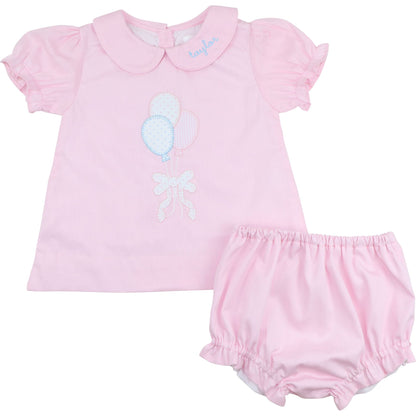 Pink Pique Birthday Balloons Diaper Set