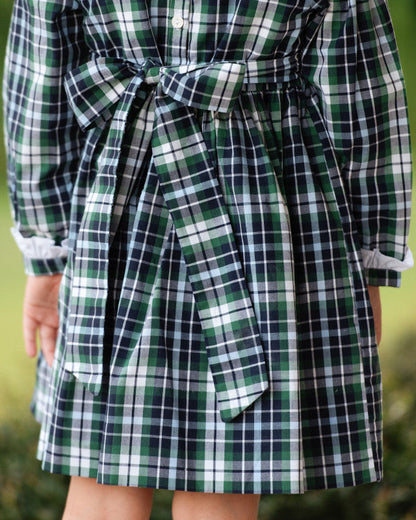 Navy And Green Plaid Dress