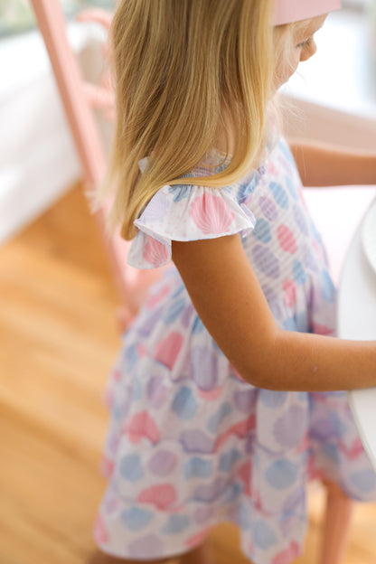 Seashell Print Smocked Dress