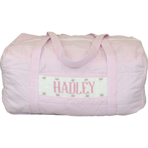 Pink Gingham Custom Smocked Duffel Bag