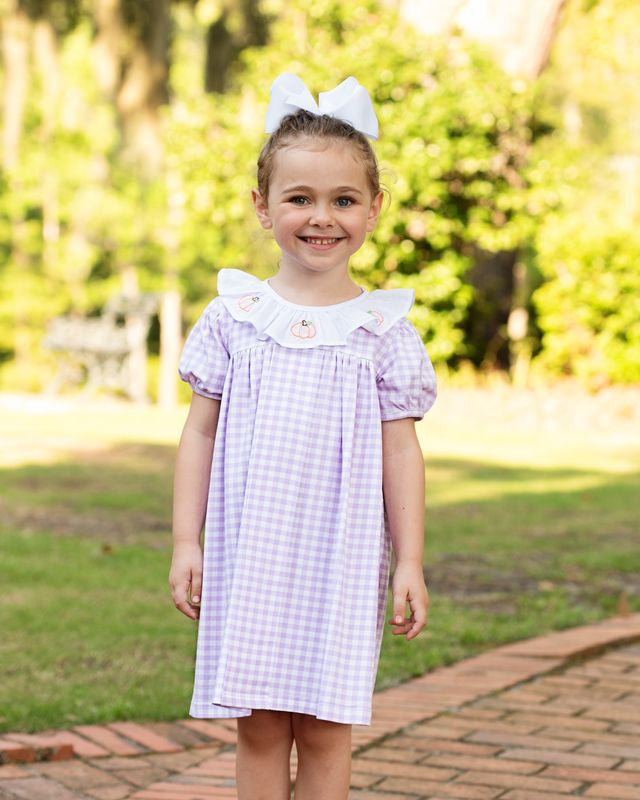 Lavender Check Knit Pumpkin Dress