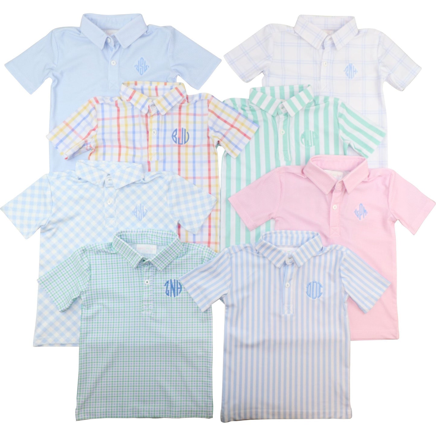 Pink Gingham Knit Polo Shirt