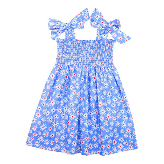 Red, White And Blue Smocked Floral Dress