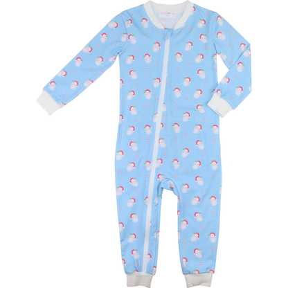 Blue And Red Knit Santa And Candy Cane Zipper Pajamas