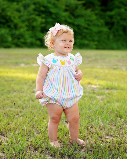 Pastel Striped Smocked Mouse Ears Bubble