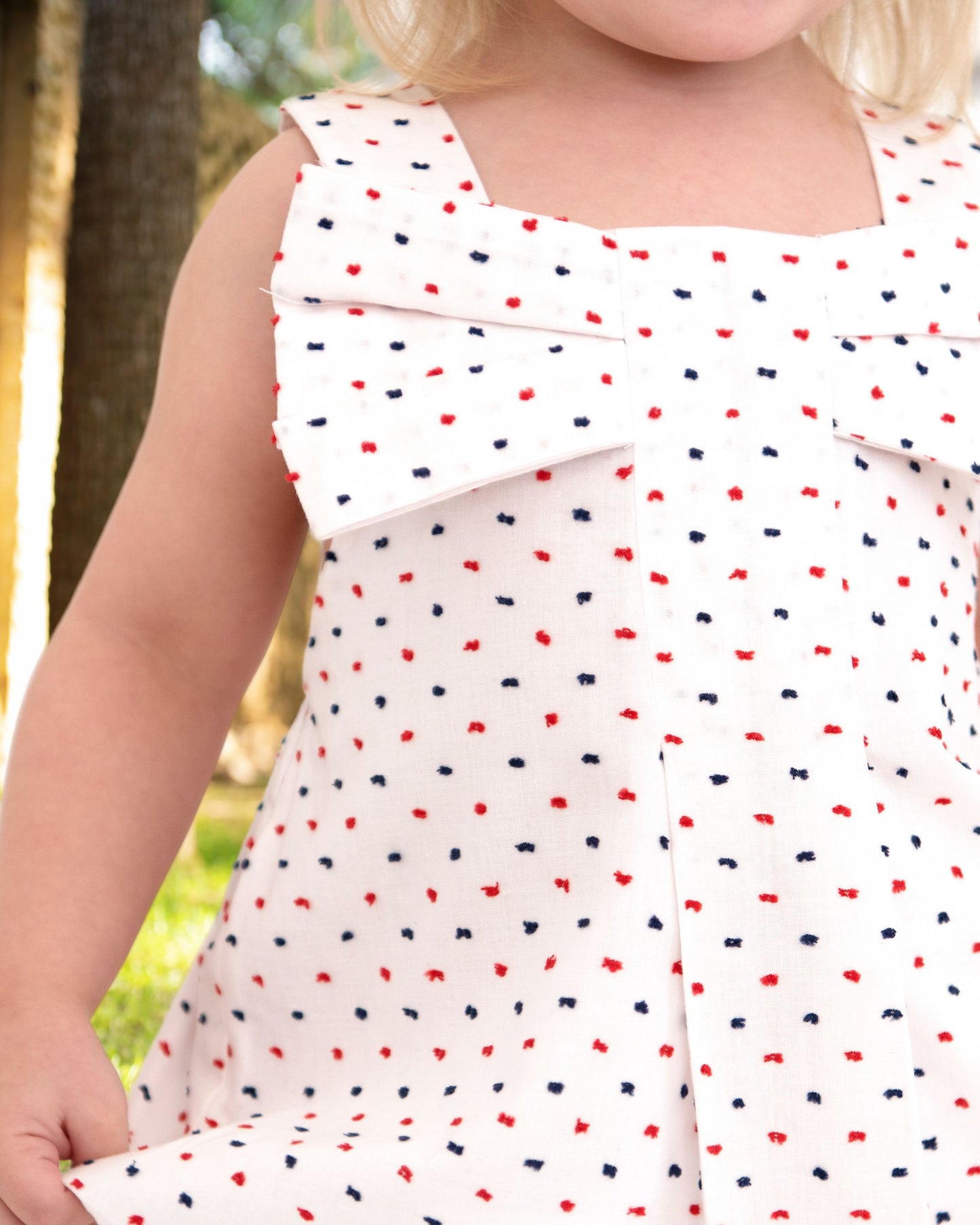 Red And Navy Swiss Dot Bow Dress