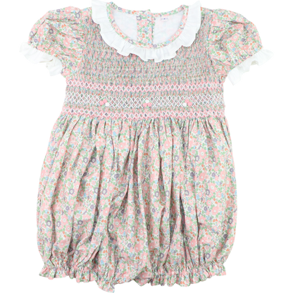 Geometric Rosebud Smocked Floral Bubble