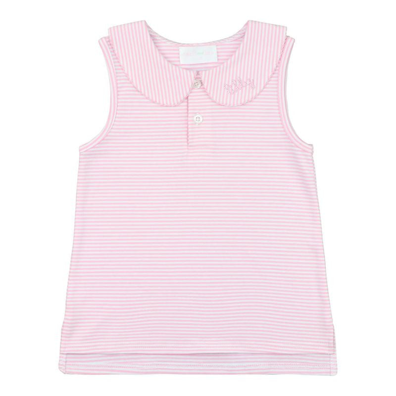 Pink Stripe Sleeveless Knit Peter Pan Shirt