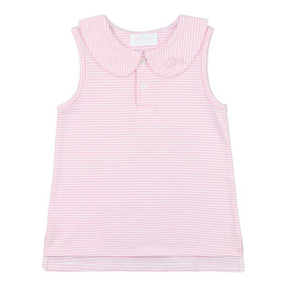 Pink Stripe Sleeveless Knit Peter Pan Shirt