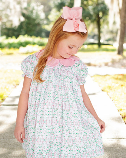 Pink Scalloped Collar Easter Egg Dress