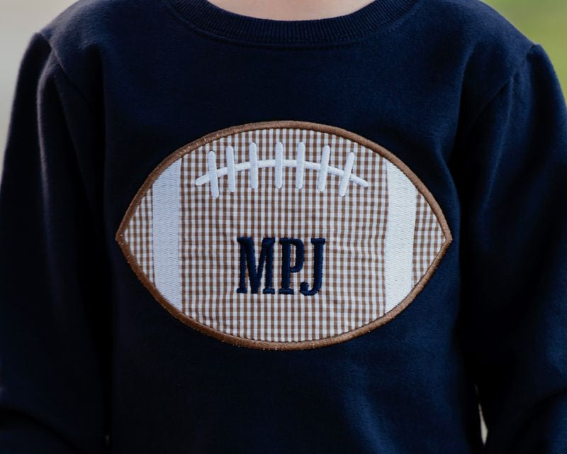 Navy Applique Football Sweatshirt