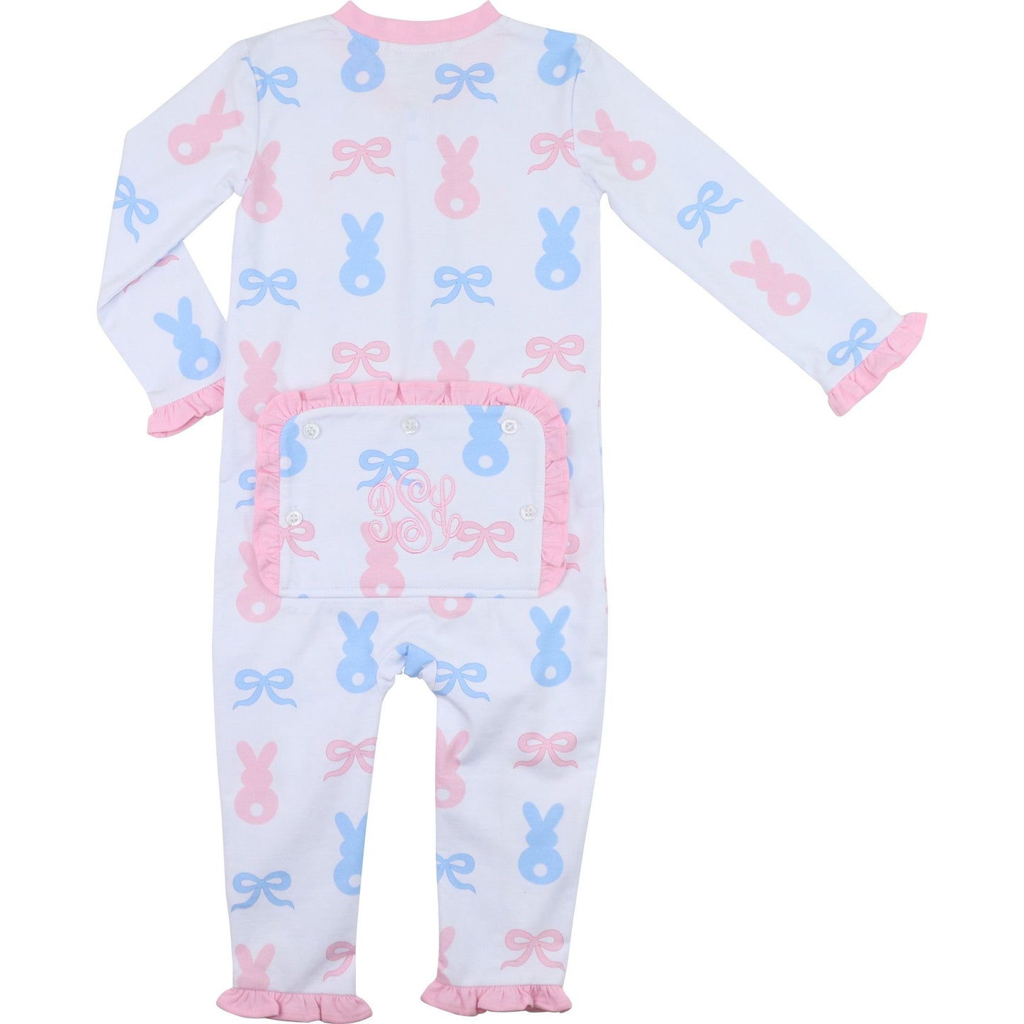 Blue And Pink Knit Bunny Zipper Pajamas