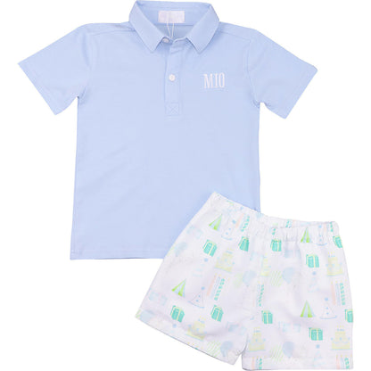 Birthday Print Polo Short Set  Monogram