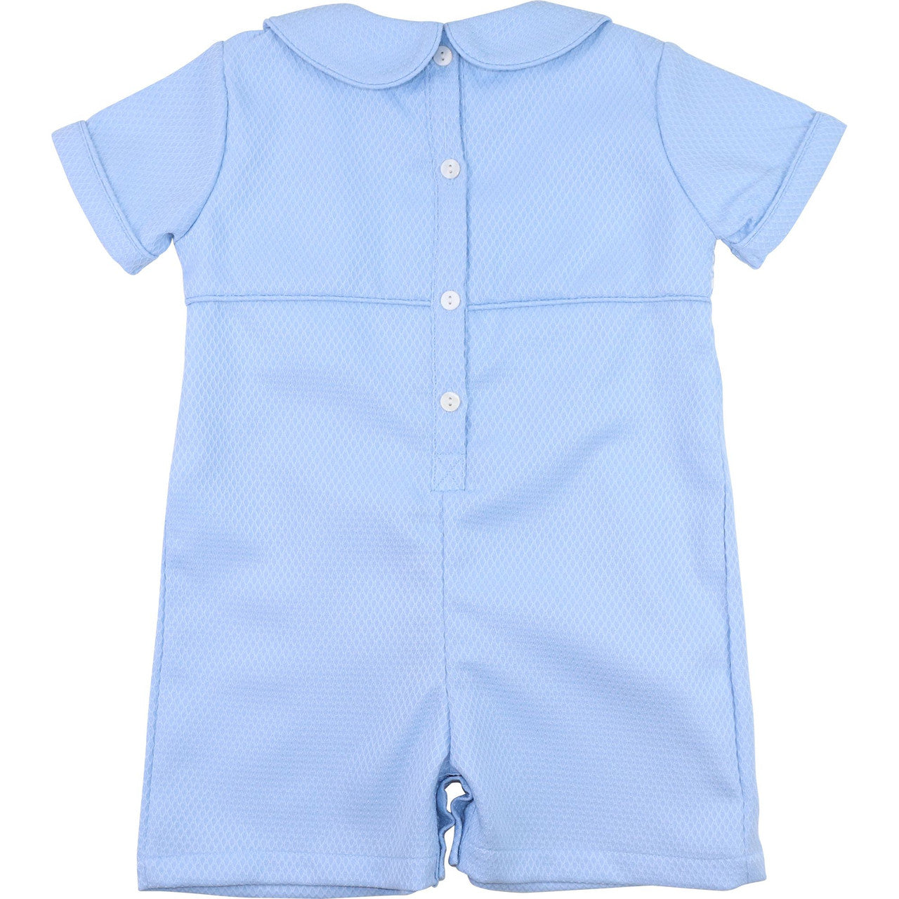 Blue Honeycomb Smocked Cross Short Romper