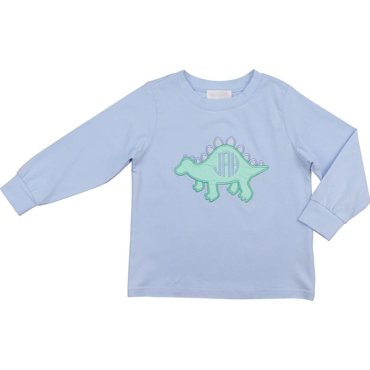 Blue And Green Knit Dinosaur Shirt - Shipping Late September  Monogram - Cecil and Lou