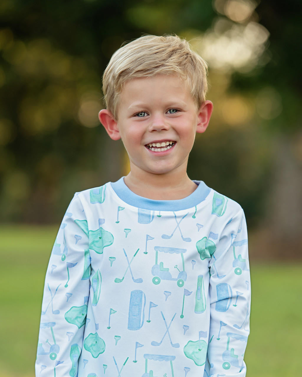 Blue And Green Knit Golf Pajamas  Smocked Threads