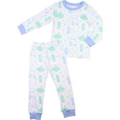 Blue And Green Knit Golf Pajamas  Smocked Threads