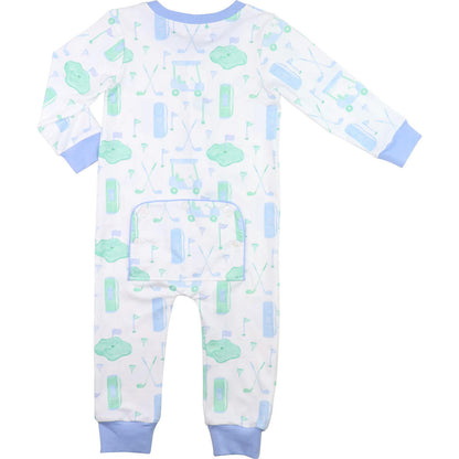 Blue And Green Knit Golf Zipper Pajamas  Smocked Threads