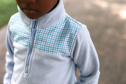 Blue And Green Windowpane Fleece Pullover  - Shipping Late September  Cecil and Lou