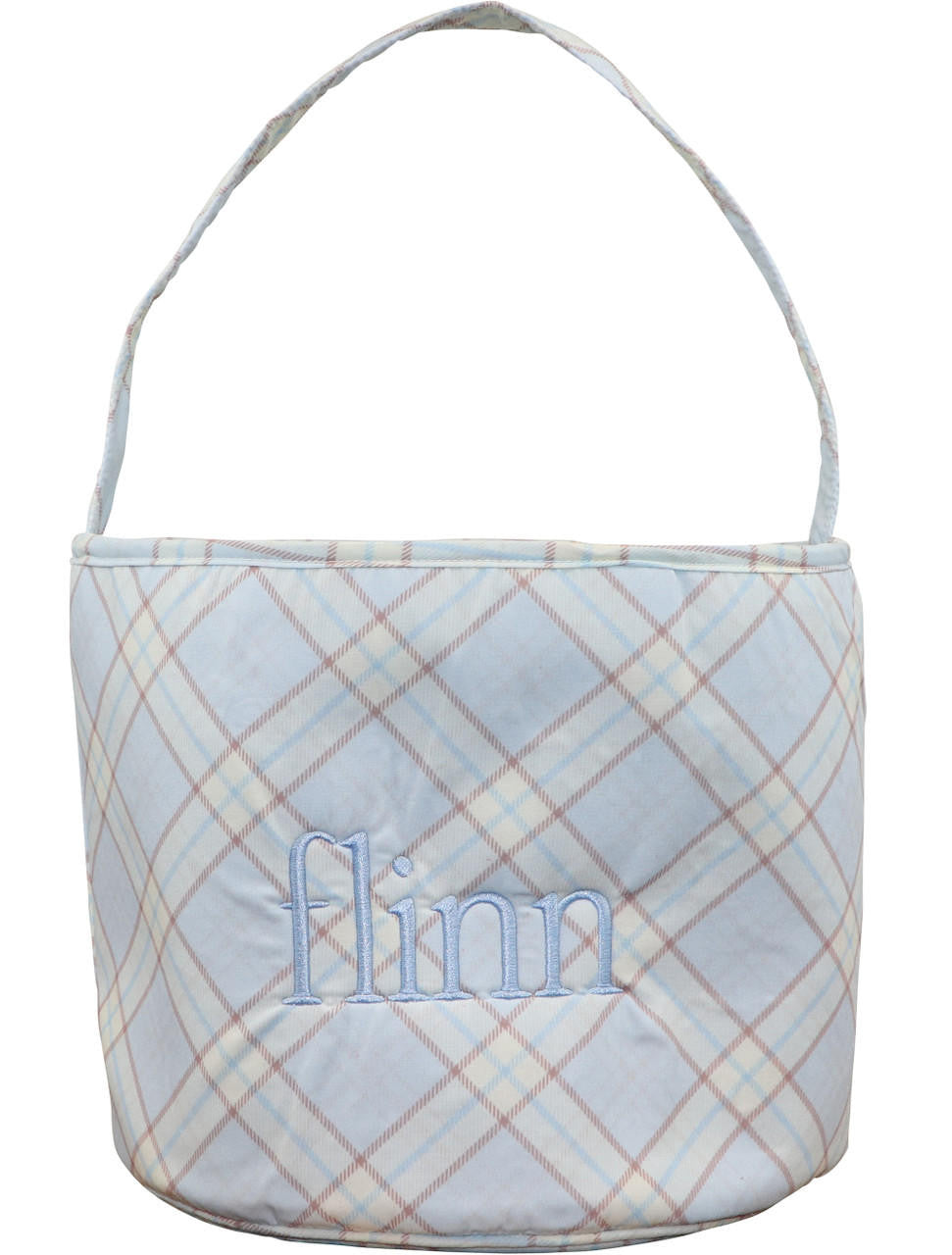 Blue And Khaki Plaid Easter Basket - Shipping Early March  Monogram