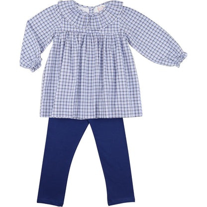 Blue And Navy Plaid Legging Set - Shipping Early October  Smocked Threads