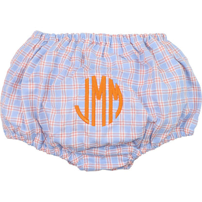 Blue And Orange Windowpane Seersucker Swim Bloomers   Monogram