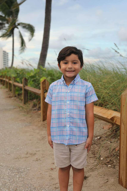 Plaid Short Sleeved Button Down Shirt