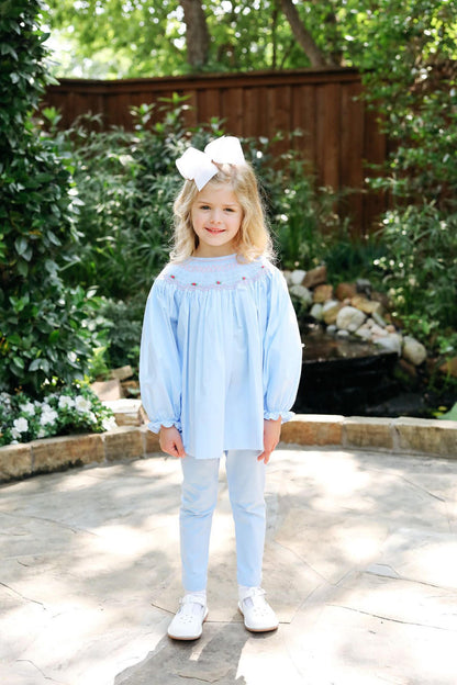 Blue And Pink Smocked Rosette Legging Set - Shipping Early October  Smocked Threads