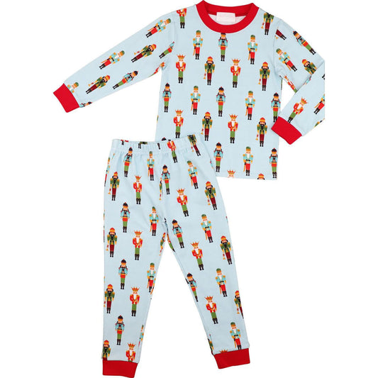 Blue And Red Nutcracker Print Knit Pajamas - Shipping Mid October  Smocked Threads