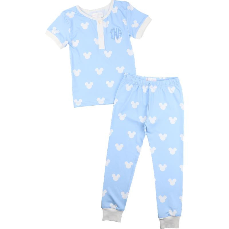 Blue And White Knit Mouse Ears Knit Pajamas  Smocked Threads