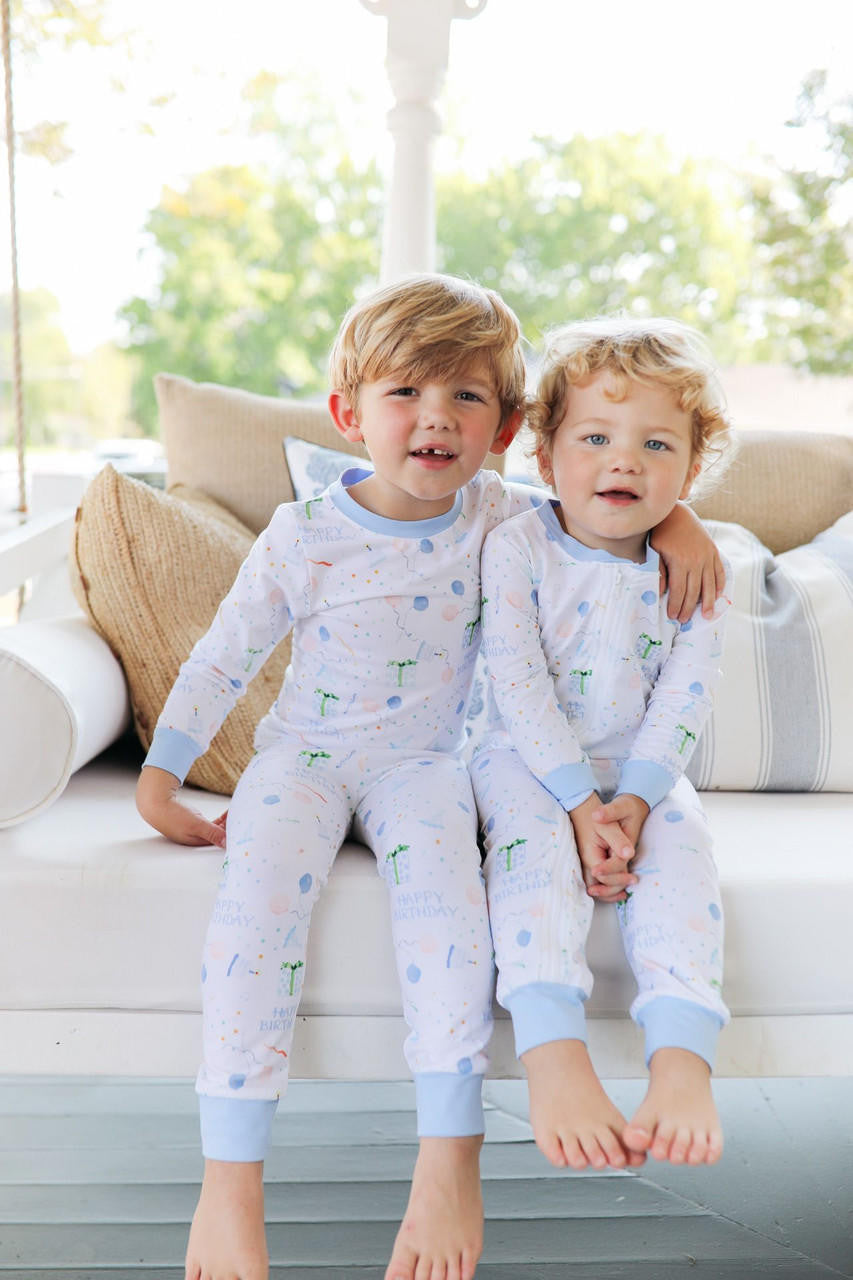 Blue Birthday Print Knit Pajamas  Cecil and Lou