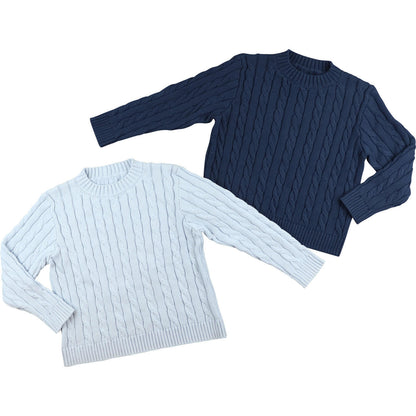 Blue Cable Knit Sweater Smocked Threads