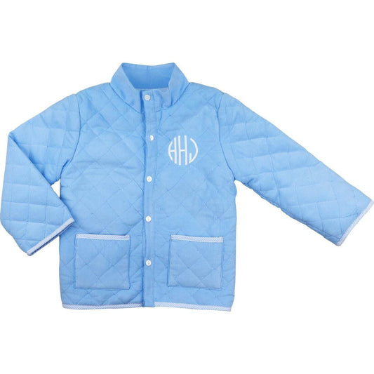 Blue Corduroy Quilted Coat - Shipping Early October  Monogram