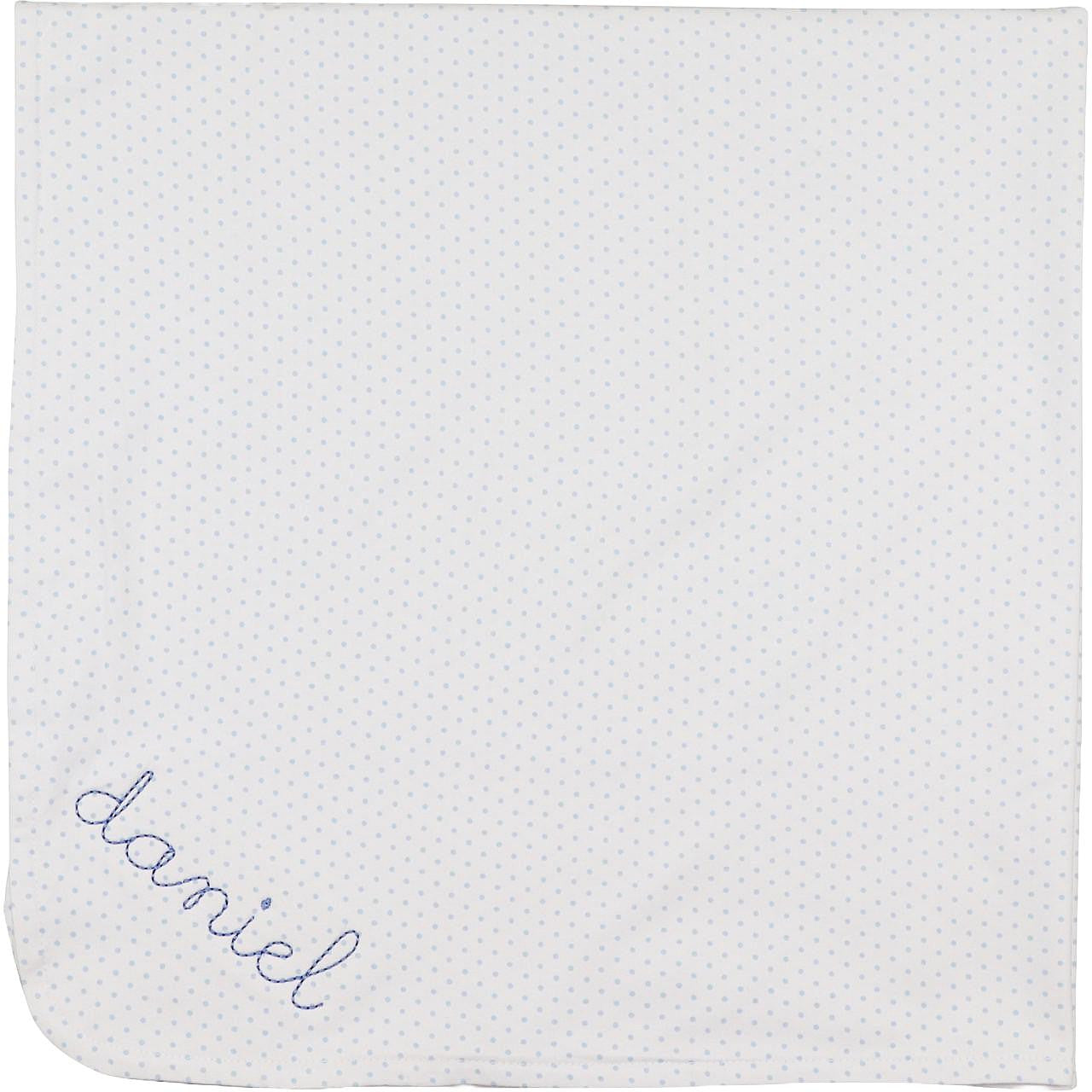 Blue Dot Knit Baby Blanket  Monogram - Cecil and Lou