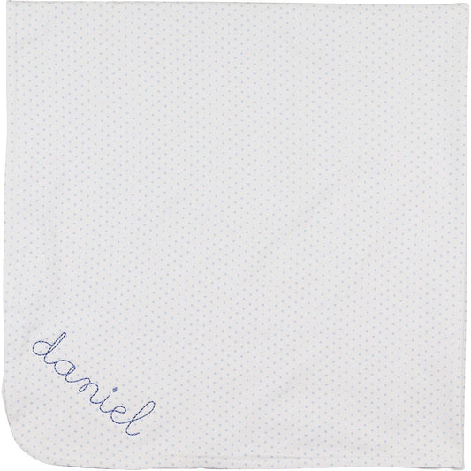 Blue Dot Knit Baby Blanket  Monogram - Cecil and Lou