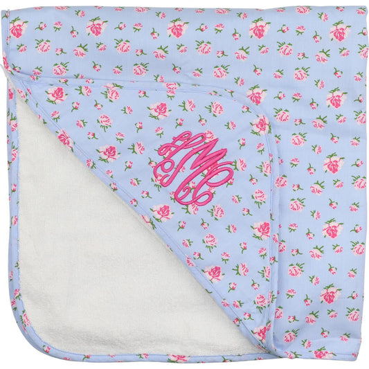 Blue Floral Hooded Towel  Monogram - Cecil and Lou