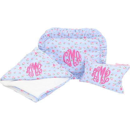 Blue Floral Hooded Towel  Monogram - Cecil and Lou