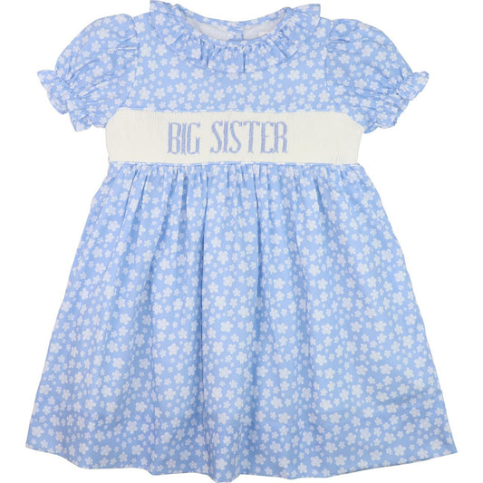 Blue Floral Smocked Big Sister Dress  Smocked Threads